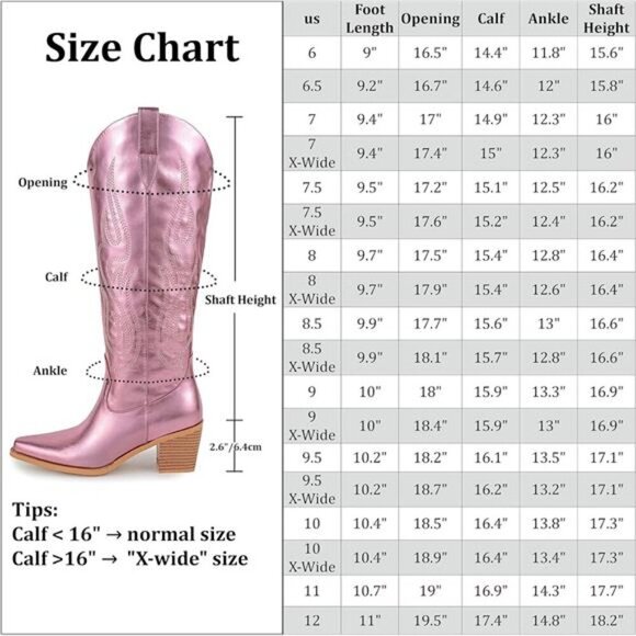 NEW  Western Cowboy Boots for Women - Knee High Wide Calf Cowgirl Boots - Picture 5 of 6